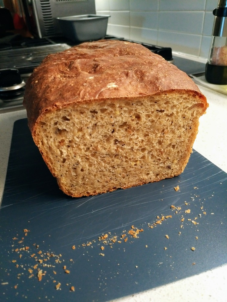 The loaf, sliced open